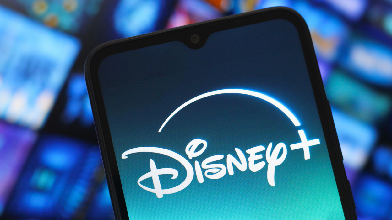The Disney+ logo on a smartphone screen.