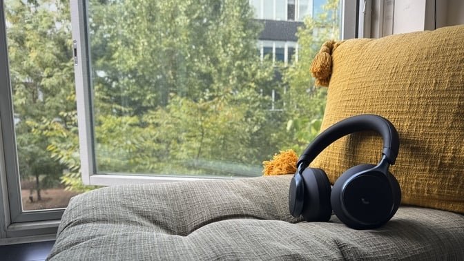 Anker Soundcore Space One headphones on a window sill